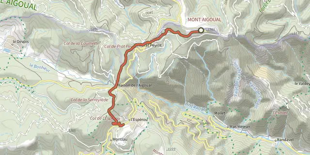 The MTB 3 - Descent on the drovers’ road track on the IGN map