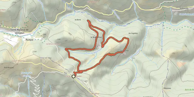 The Le Villaret track on the IGN map