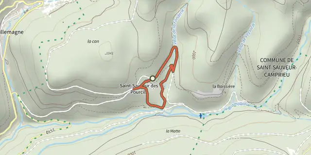 The Saint Sauveur des Pourcils track on the IGN map