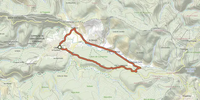 The The Bonheur valley track on the IGN map