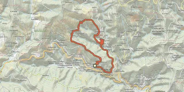Tracé de Vallon de Soubrelargue sur le Plan IGN