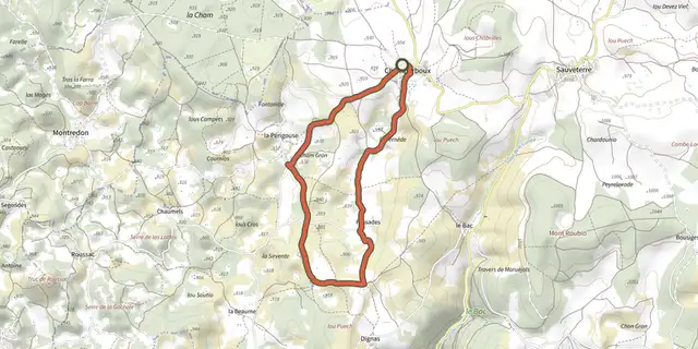 The Pessades farm track on the IGN map