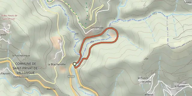 Tracé de Le Ravin secret de Champernal sur le Plan IGN