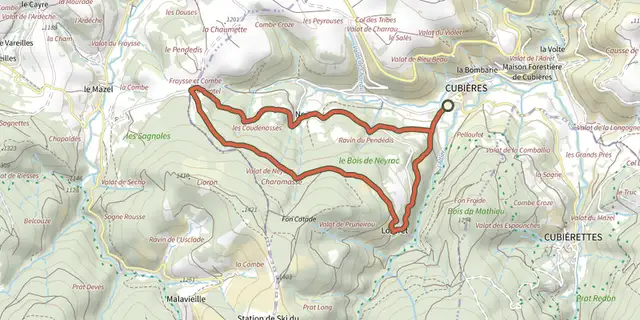 The Lozeret track on the IGN map