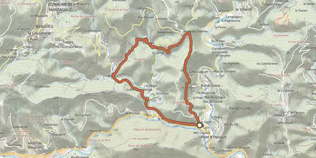 The Camias trail track on the IGN map