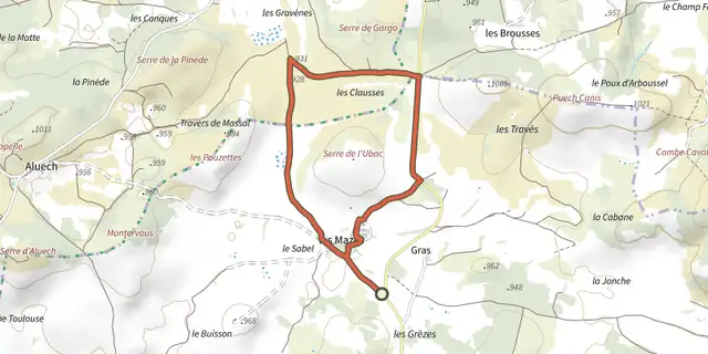 The Three Bishops’ Cross trail track on the IGN map