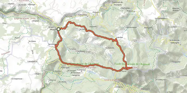 Tracé de Le versant nord de l' Aigoual sur le Plan IGN