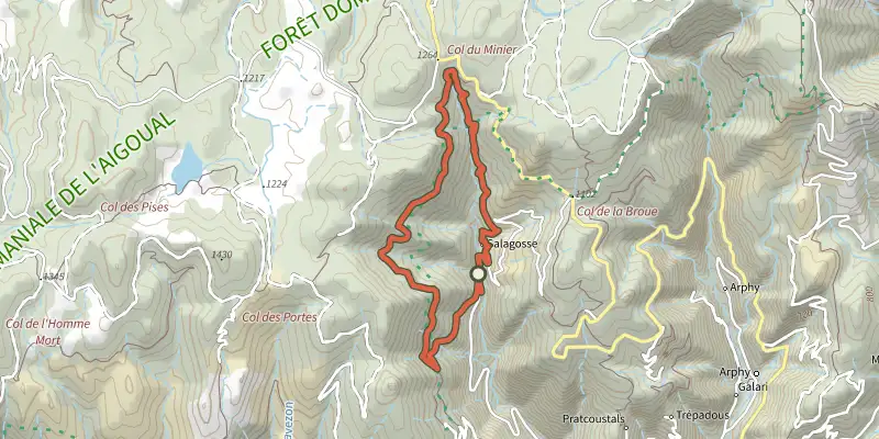 Carte du tracé de Le Souls sur le Plan IGN, départ et points de passage numérotés