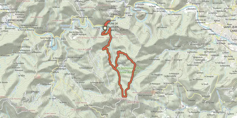 Map of the Valescure track on the IGN map, with the start and numbered waypoints