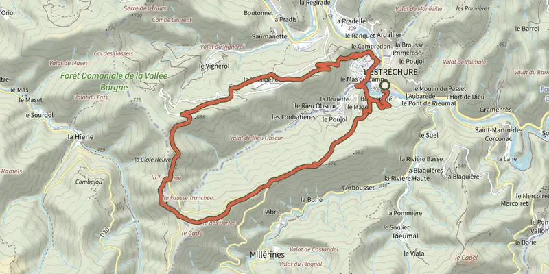 Map of the Le Soult track on the IGN map, with the start and numbered waypoints
