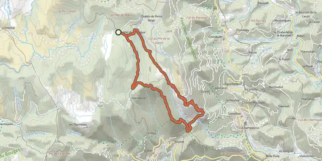 The Rocher du Trenze and Bayardet, Trail #20 track on the IGN map