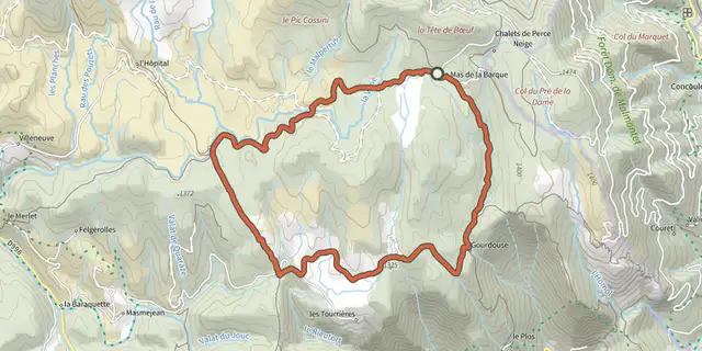 Tracé de Vallée de Gourdouze (Variante courte) - Trail n°21v sur le Plan IGN