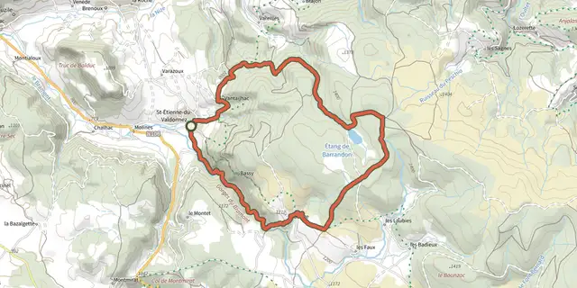 The Barrandon Lake, trail #12 track on the IGN map