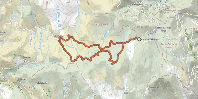 The Pont du Tarn, MTB circuit #9 (blue) track on the IGN map