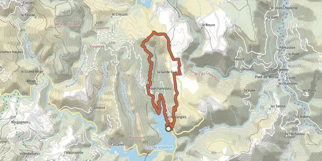 The The cliffs of Pourcharesses track on the IGN map