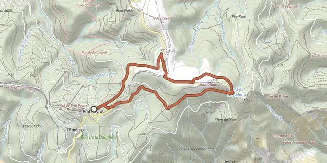 The Ascension du mont Aigoual par la voie de découverte track on the IGN map
