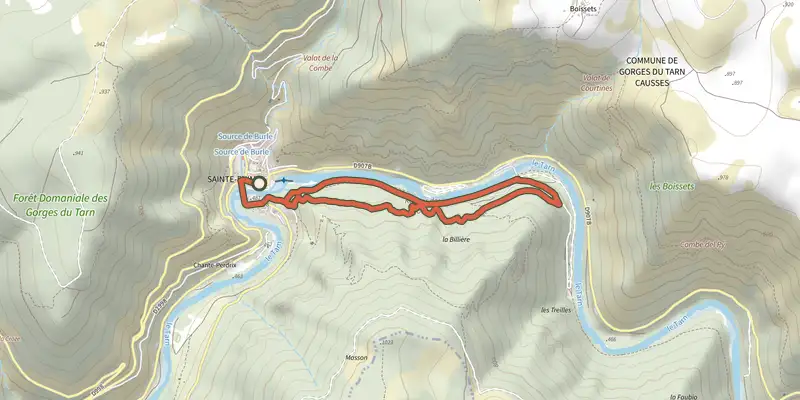 Carte du tracé de Les Berges - Trail n°31 sur le Plan IGN, départ et points de passage numérotés