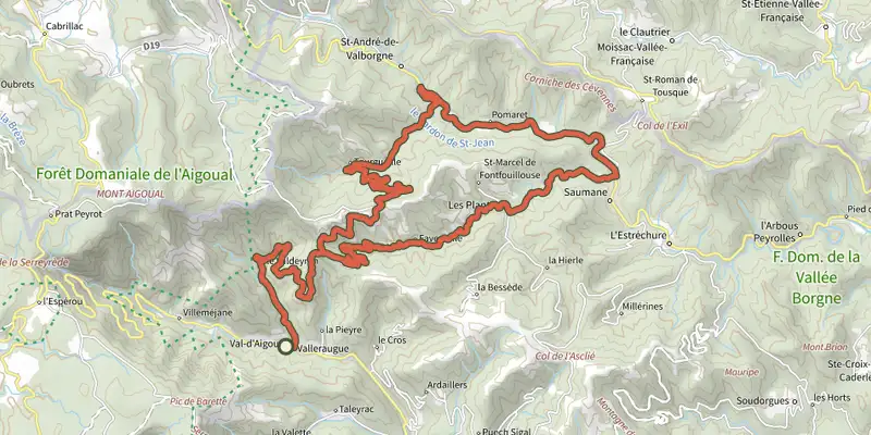 Map of the The sources of the Borgne track on the IGN map, with the start and numbered waypoints