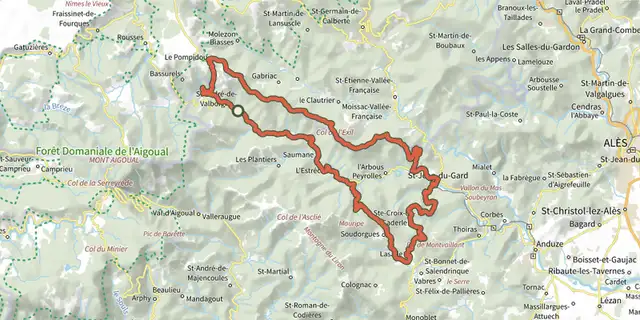 Tracé de La Corniche des Cévennes sur le Plan IGN