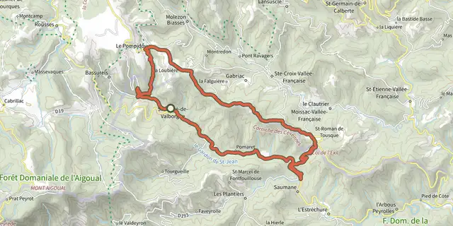 The Between Gard and Lozère track on the IGN map