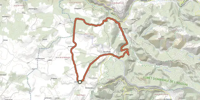 The La montée du Causse par Dargilan track on the IGN map