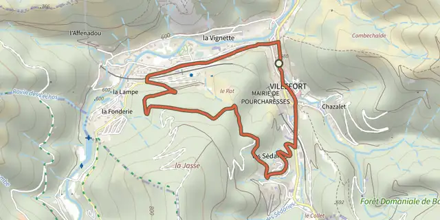 The Autour de Villefort - VTT n°34 track on the IGN map