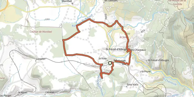 The Causse de Montbel track on the IGN map