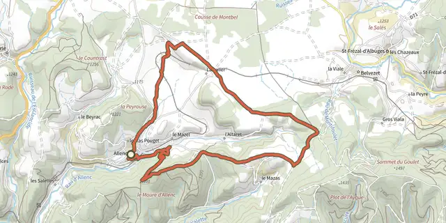 The Menhir et dolmen track on the IGN map