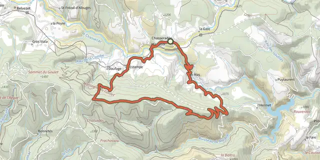 The Crête du Goulet track on the IGN map