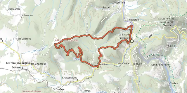 The Moures et Sources de l'Allier - VTT n°33 track on the IGN map