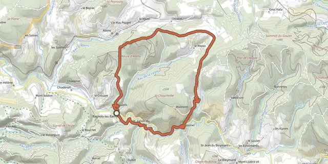 The Château du Tournel - VTT N°23 track on the IGN map