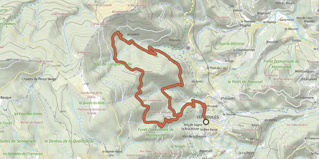 The The paths of Mont Lozère track on the IGN map