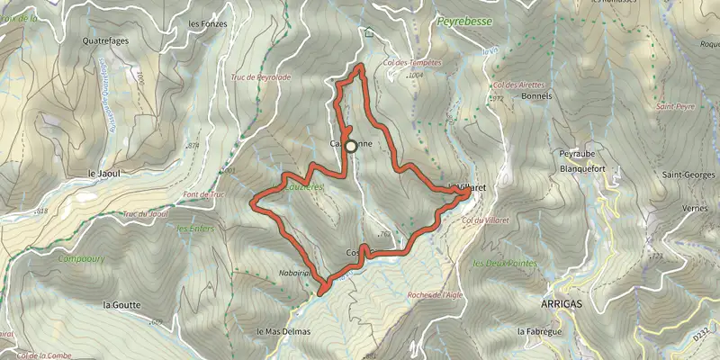 Map of the The Arboretum and the River Vis track on the IGN map, with the start and numbered waypoints