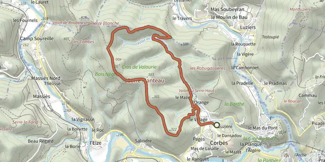 The Panorama de Valaurie track on the IGN map