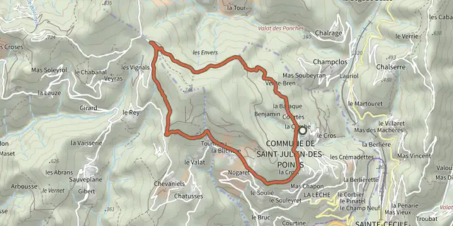 Tracé de Les Pins sur le Plan IGN