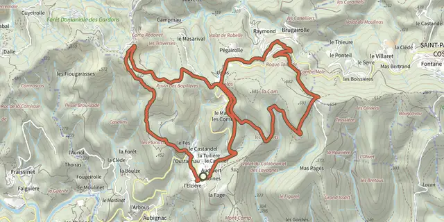 The Around Les Aigladines track on the IGN map