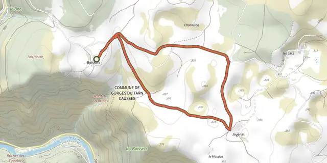 The Patrimoine naturel et culturel de Boissets track on the IGN map