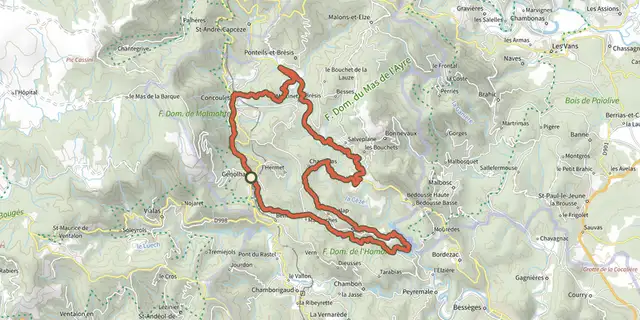 Tracé de Vallée de la Cèze sur le Plan IGN
