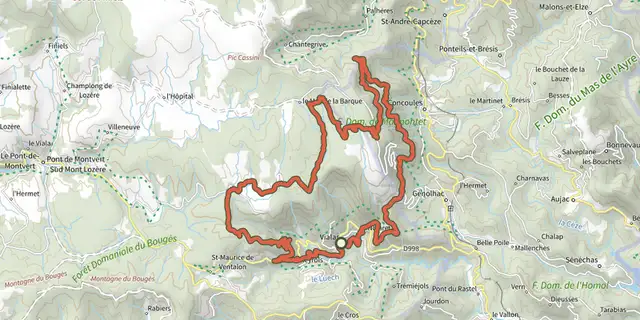 Tracé de Le Chastelas - Gourdouze - VTT n°5 sur le Plan IGN