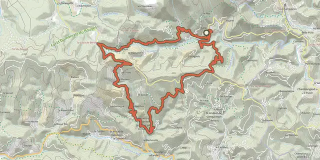 The Autour du Ventalon track on the IGN map