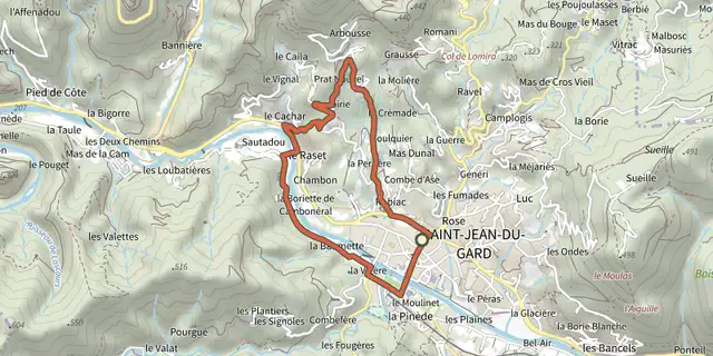 The Saint-Jean, Pont vieux track on the IGN map