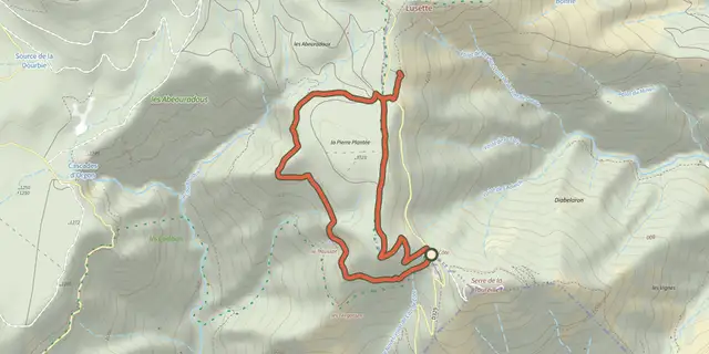 The Cascades d'Orgon, variante courte track on the IGN map