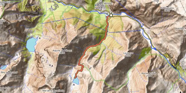 The Muzelle Lake track on the IGN map