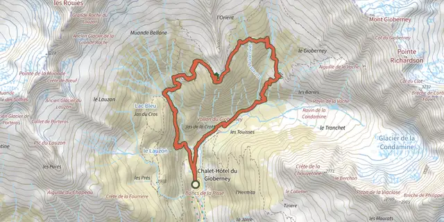 The Pigeon loft loop in the cirque de Gioberney track on the IGN map