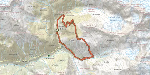 Tracé de La boucle de Tirière sur le Plan IGN