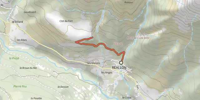 The Réallon Fort track on the IGN map