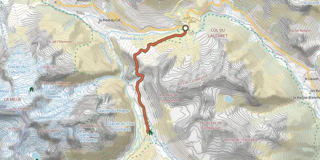 The Crossing from Lautaret to Alpe de Villar track on the IGN map