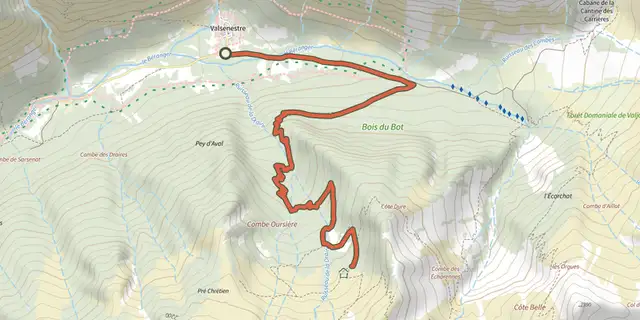 The Combe Oursière track on the IGN map