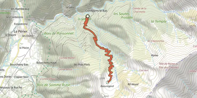 Tracé de La cabane de Rif Meyol sur le Plan IGN