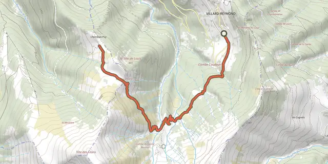 The Tête de Louis XVI via Col de Corbière track on the IGN map